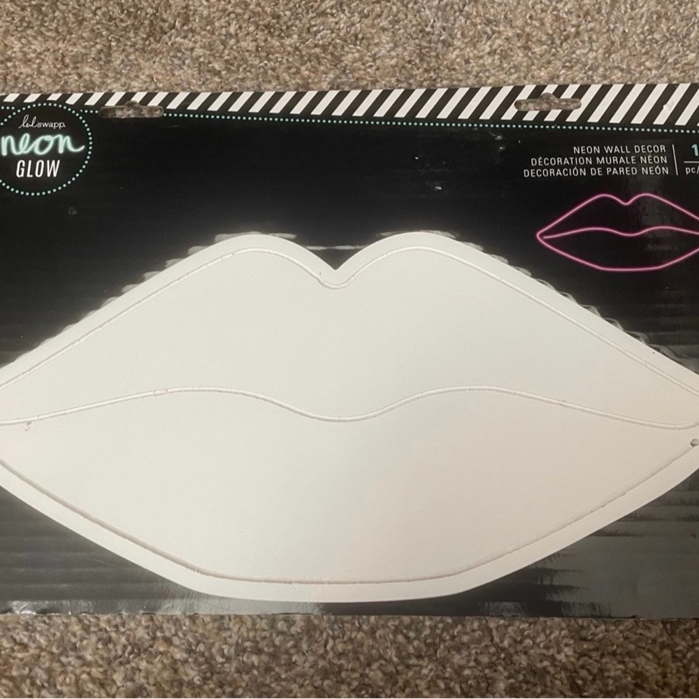 Neon Glow Lip Wall Decor